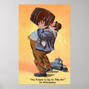 Beer Drinking Man Bar Tavern Vintage Poster