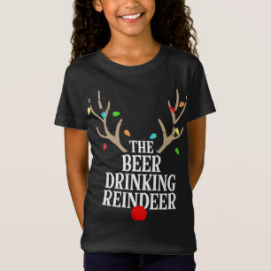 Beer Drinking Reindeer Matching Family Christmas P T-Shirt