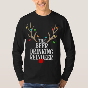 Beer Drinking Reindeer Matching Family Christmas P T-Shirt