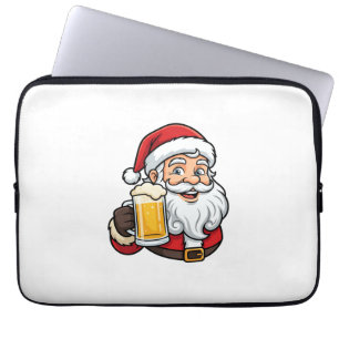 Beer Drinking Santa Claus Christmas Graphic Laptop Sleeve