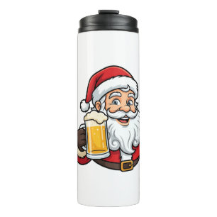 Beer Drinking Santa Claus Christmas Graphic Thermal Tumbler