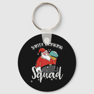 Beer Drinking Santa Xmas Beer Drinker Funny Christ Key Ring