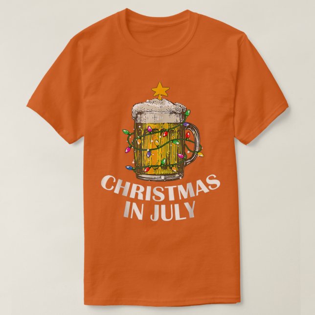 Beer Drinks Funny Xmas Tree Lights Summer Christma T-Shirt (Design Front)