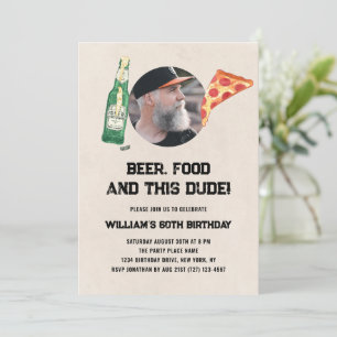 Beer Dude Photo Man Funny 60th Birthday Invitation