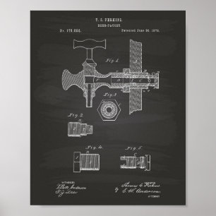 Beer Faucet 1876 Patent Art Chalkboard Poster