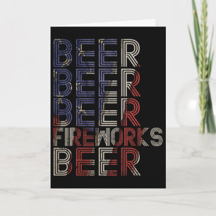 Beer Fireworks Retro 4th Of July Party Parade Drin Card