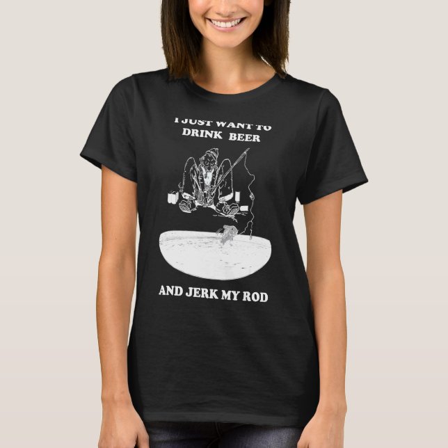 Beer Fish And Rod Fishing T-Shirt (Front)