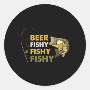 Beer Fishy Fishy Fishing Lover Fisherman Retro Vin Classic Round Sticker
