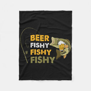 Beer Fishy Fishy Fishing Lover Fisherman Retro Vin Fleece Blanket
