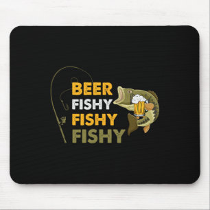 Beer Fishy Fishy Fishing Lover Fisherman Retro Vin Mouse Pad