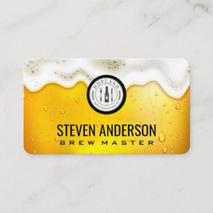 Beer Foaming Over Restaurant Business Card