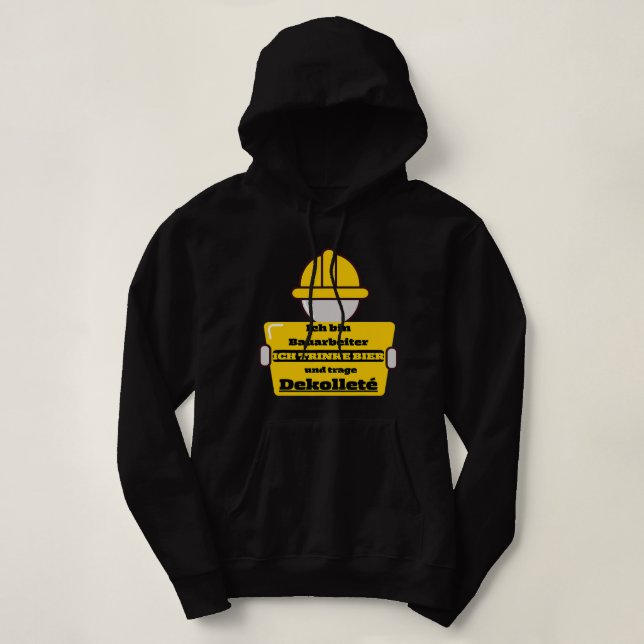 Beer Funny Construction Worker Beer Drinking Cleav Hoodie (Design Front)