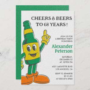Beer Funny Humour Vintage Men 68th birthday Invitation