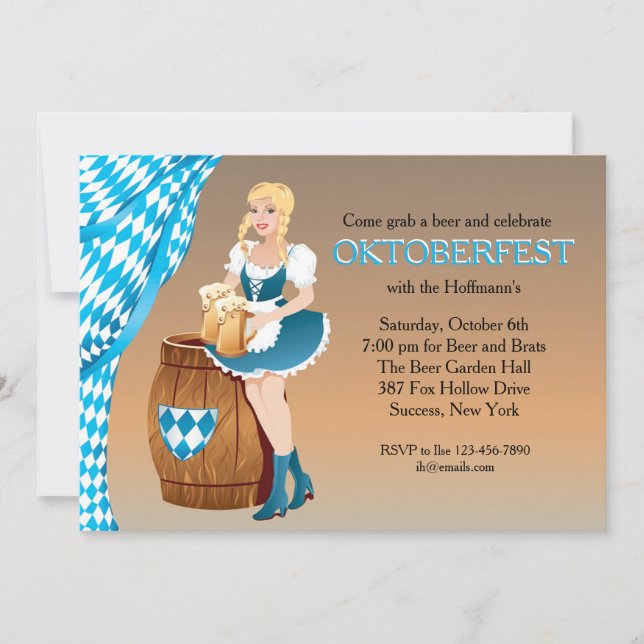 Beer Garden Maiden Oktoberfest Invitation (Front)