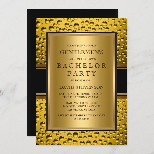 Beer Gentlemen's Bachelor Party Men's Night Out Invitation (Front/Back)