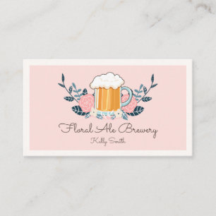 Beer glass and flowers business card