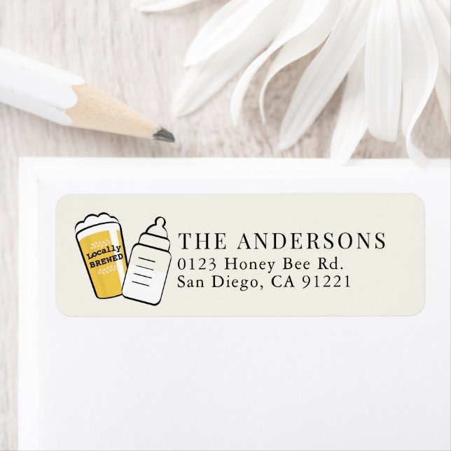 Beer Glass & Baby Bottle Beige Return Address (Insitu)