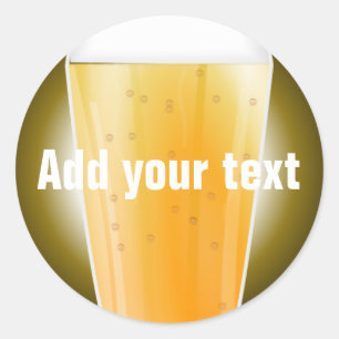 Beer Glass Background for Custom Text Classic Round Sticker