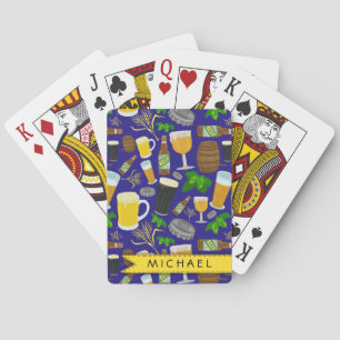 Beer Glass Bottle Hops and Barley Pattern Playing Cards