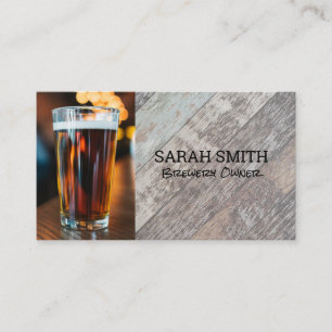 Beer Glass Brewery Rustic Business Card