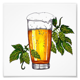 Beer Glass & Hops Photo Print