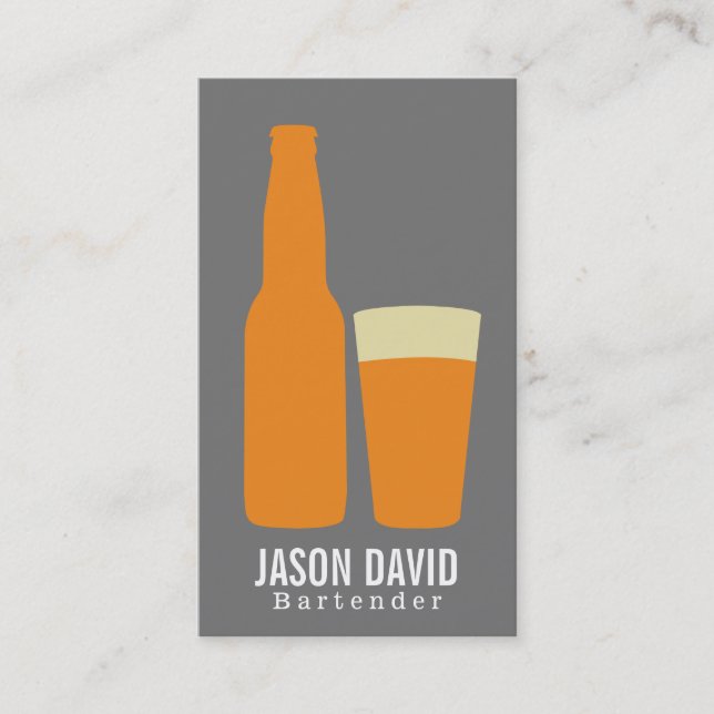 Beer & Glass (orange) Business Card (Front)