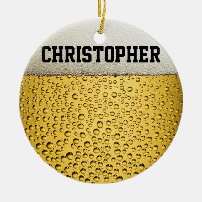 Beer Glass Personalise Ceramic Tree Decoration (Front)