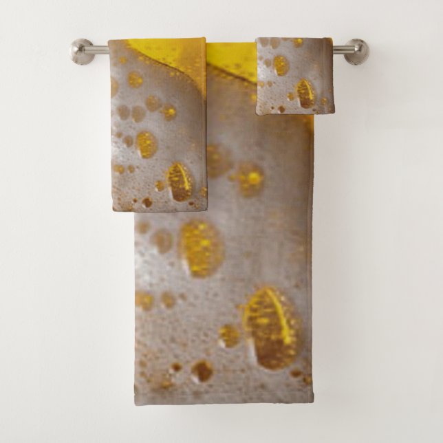 Beer Glass with Bubbles and Foam Bath Towel Set (Insitu)