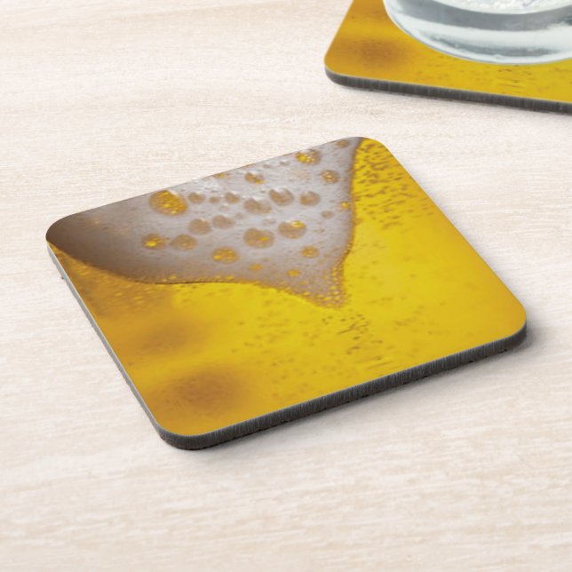 Beer Glass with Bubbles and Foam Coaster (Left Side)