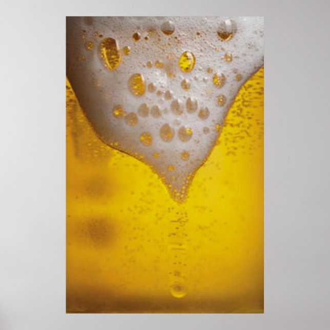 Beer Glass with Bubbles and Foam Poster (Front)
