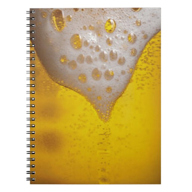 Beer Glass with Bubbles and Foam Spiral Notebook (Front)