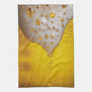Beer Glass with Bubbles and Foam Tea Towel