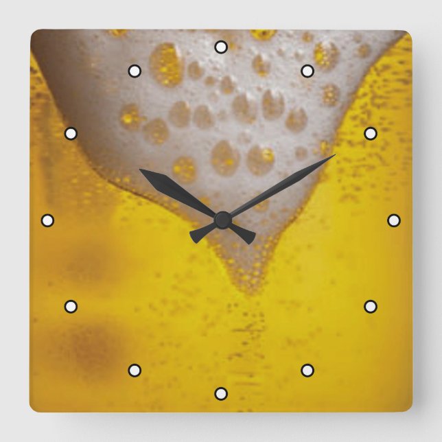 Beer Glass with Bubbles and Foam with Dots Square Wall Clock (Front)