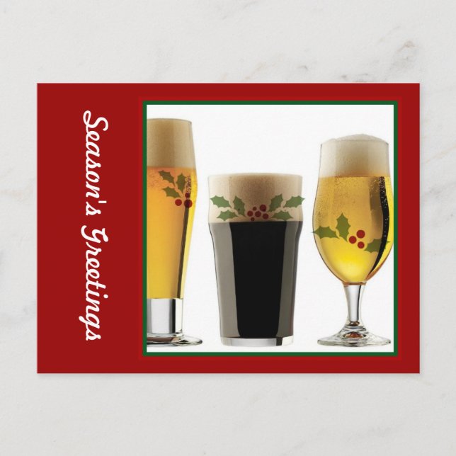 Beer Glasses Holiday Greetings Postcard (Front)
