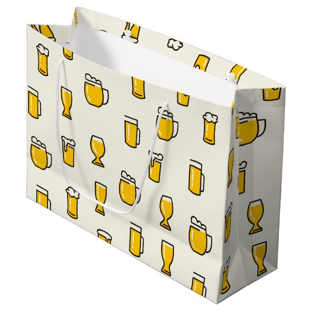 Beer Glasses Pattern Large Gift Bag (Front Angled)