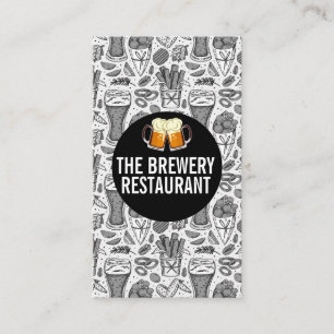 Beer Glasses   Restaurant Icons Pattern Business Card