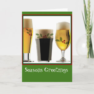 Beer Glasses Seasons Greetings Holiday Card