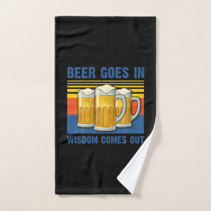 Beer Goes In Wisdom Comes Out Vintage Birthday Hand Towel
