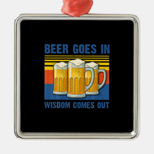 Beer Goes In Wisdom Comes Out Vintage Birthday Metal Tree Decoration