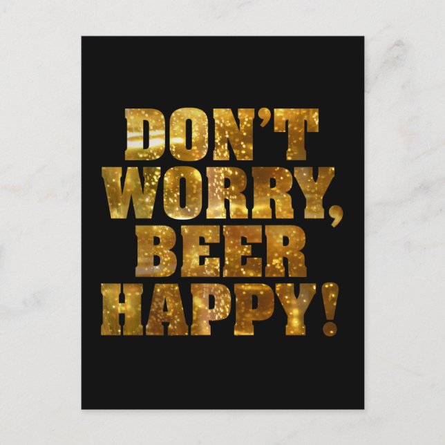 Beer Happy Black Postcard (Front)