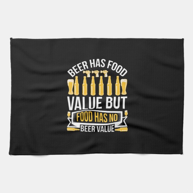 Beer Has Food Value Birthday Tea Towel (Horizontal)