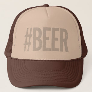 Beer Hashtag Funny Vintage Distressed Type Trucker Hat
