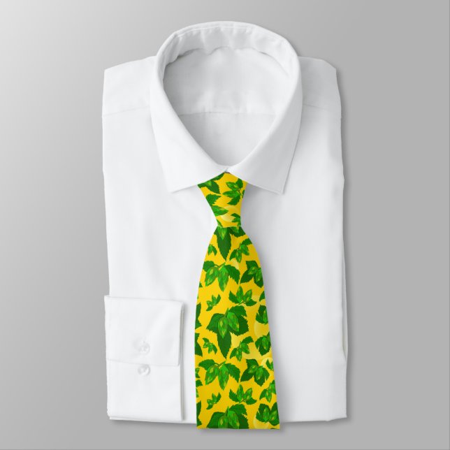 Beer Hops Brewer Pattern Brewery Tie (Tied)