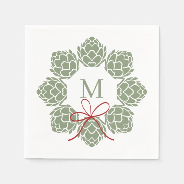 Beer Hops Christmas Monogram  Napkin (Front)