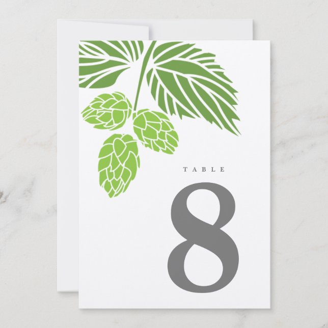 Beer Hops Rustic Table Number (Front)