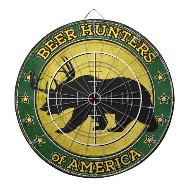 Beer Hunters of America (fun bear w/ antlers logo) Dartboard (Front)