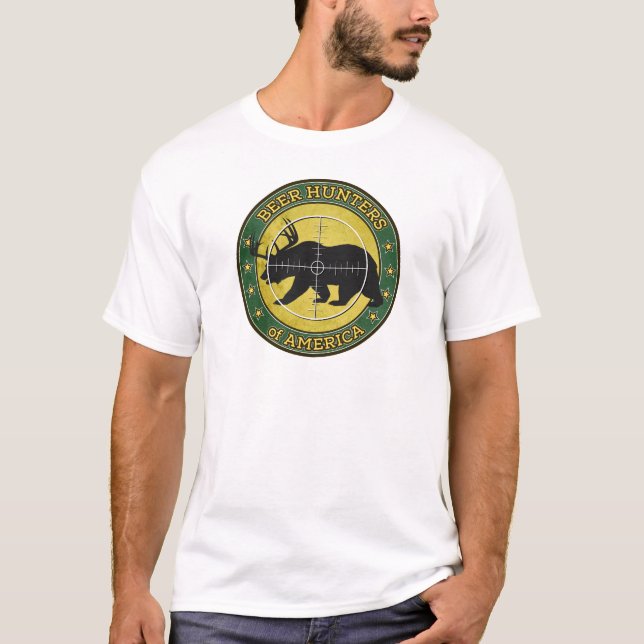 Beer Hunters of America (fun bear w/ antlers logo) T-Shirt (Front)