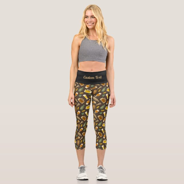 Beer Icons Pattern Capri Leggings (Front)