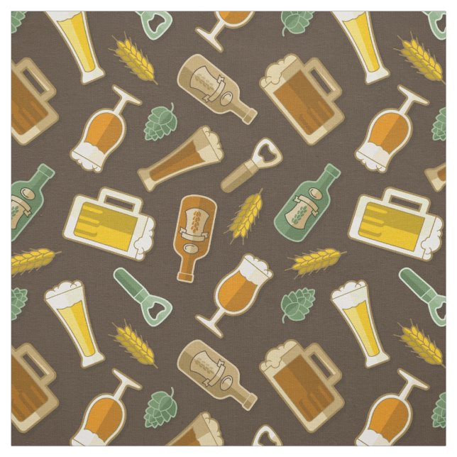 Beer Icons Pattern Fabric (Swatch)