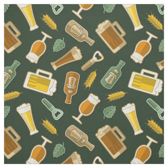 Beer Icons Pattern Fabric (Swatch)